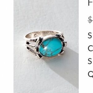 Free People Fast Life Turquoise and Silver Ring, size 8, never worn